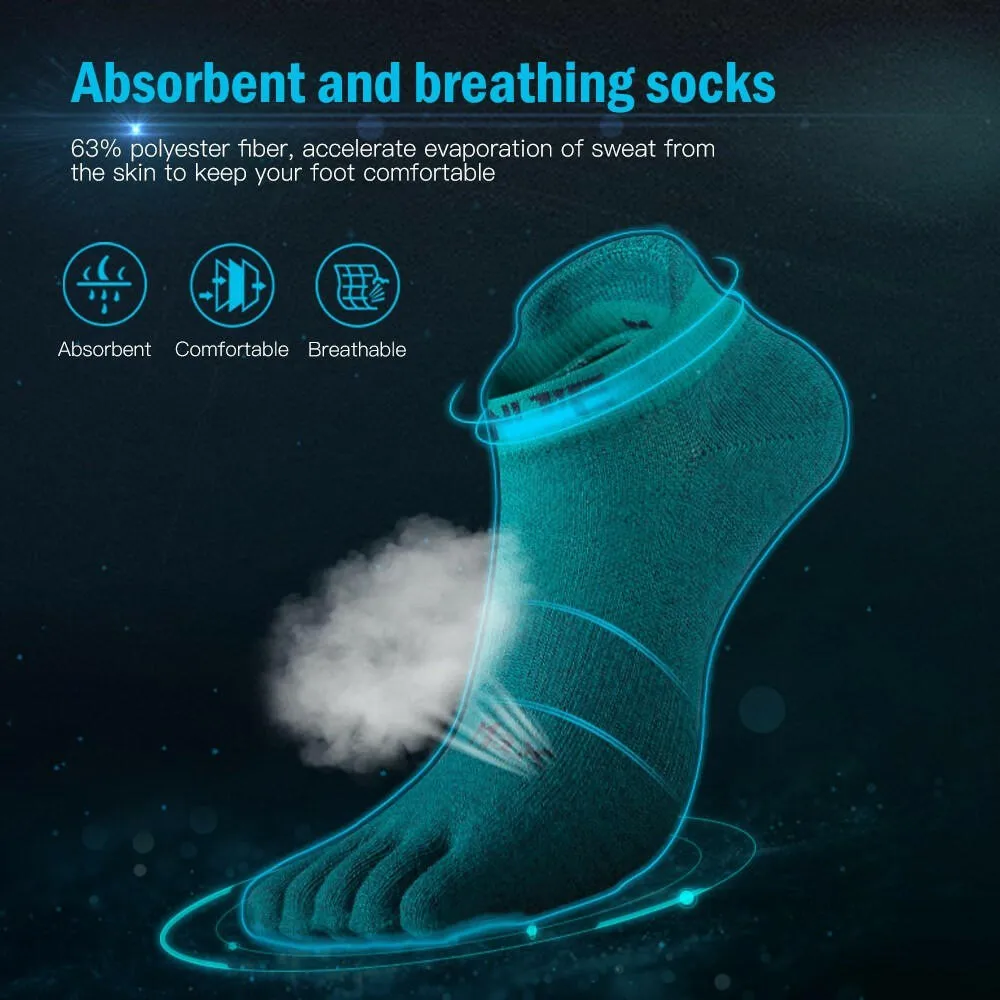 1 Pair Socks Athletic Toe Socks Five Finger Socks Breathable Absorbent Running Fitness Cycling Sports Socks for Men Women