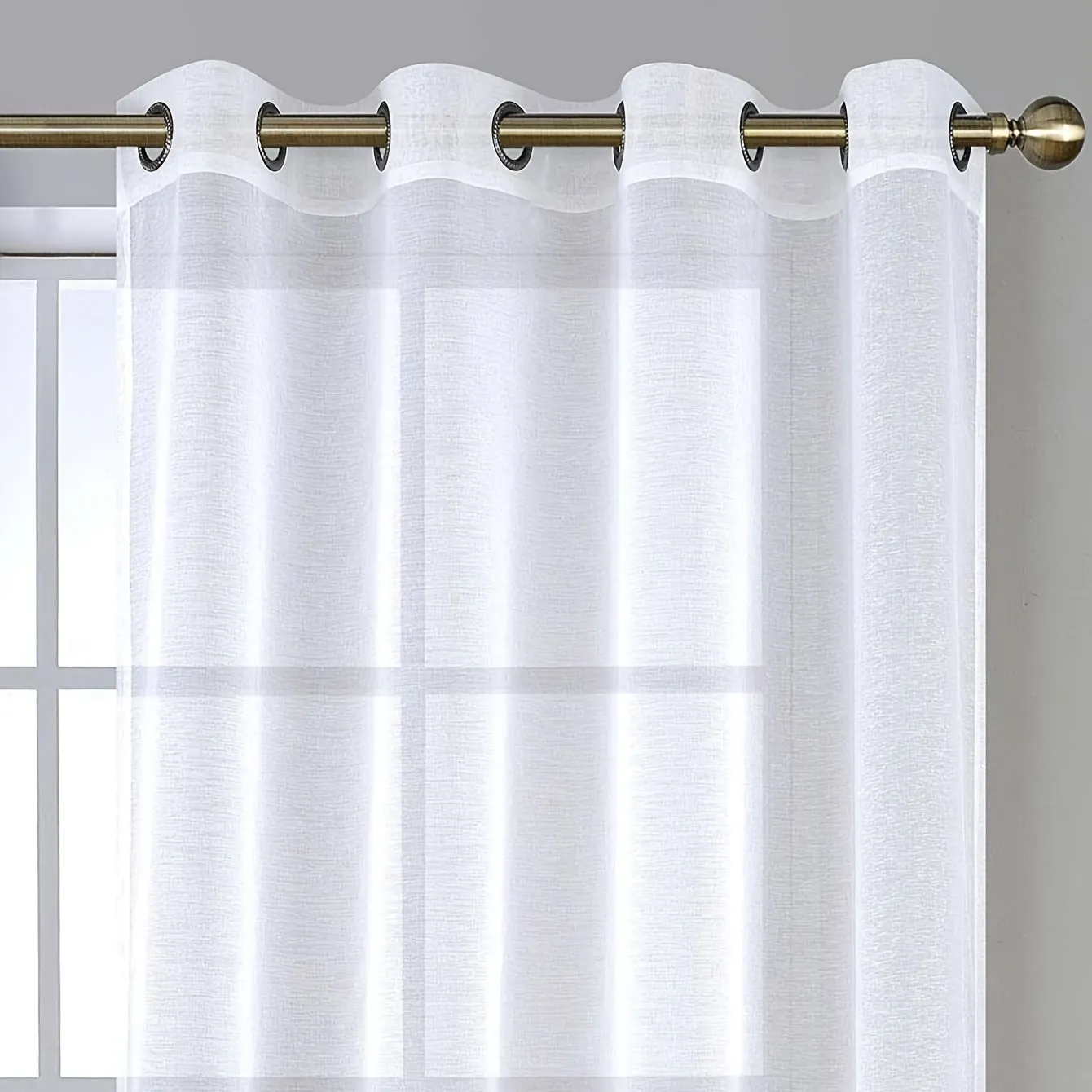 1pc Pure White Translucent Window Sheer Curtain - Light, Thin, and Breathable Decorative Panel for Kitchen, Bathroom, Living Room - Easy to Hang, Energy-Efficient, and Dust-Repellent Home Decor Solution