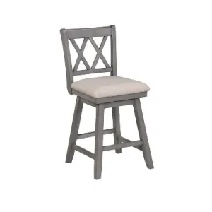 24" Brookline Xx Back Swivel Counter Height Barstool Light Gray - Home 2 Office: Polyester Upholstery, Wood Frame