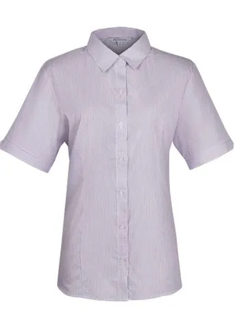 2900S Aussie Pacific Ladies Henley Striped Short Sleeve Shirt