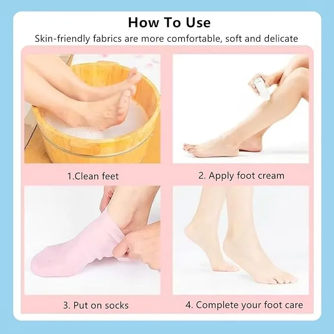 2pcs Silicone Moisturizing Spa Gel Heel Socks Foot Care Sock Anti Cracking Dead Skin Remove Protector Pain Relief Pedicure