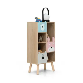 3-Drawer Kids Toy Storage Organizer with 4 Open Compartments-Natural