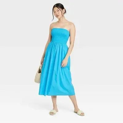 A New Day Women's Strapless Bandeau Smocked Tube Sundress Summer Dress