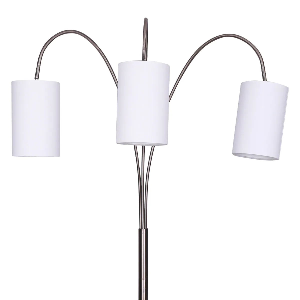 Adjustable 3-Light Arc Floor Lamp, White Marble Base, Nickel Finish