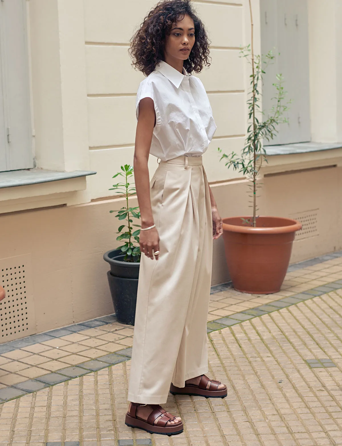 Alex Wide Leg Pleated Pants-BESTSELLERS