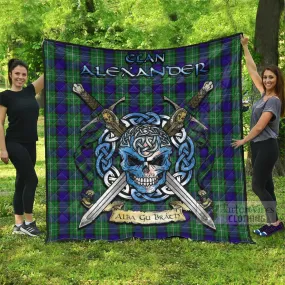 Alexander Tartan Quilt with Celtic Skull Alba Gu Brath Style