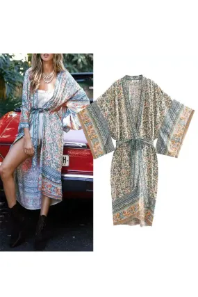 'Amelia' Seductive Print Kimono Belted Jacket