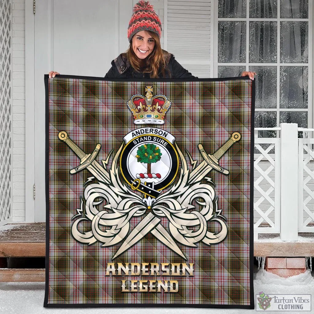 Anderson Dress Tartan Quilt with Clan Crest and the Golden Sword of Courageous Legacy