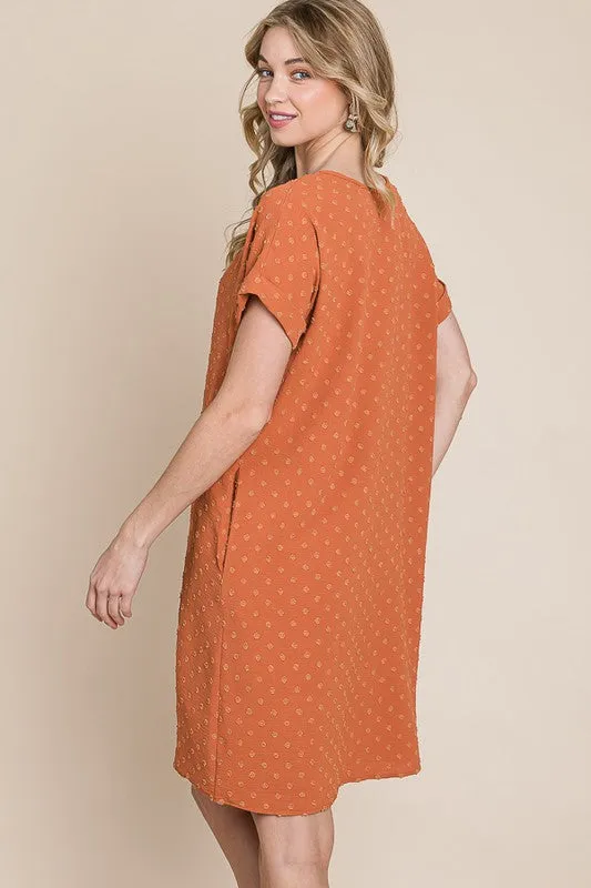 Apricot Swiss Dot Dress