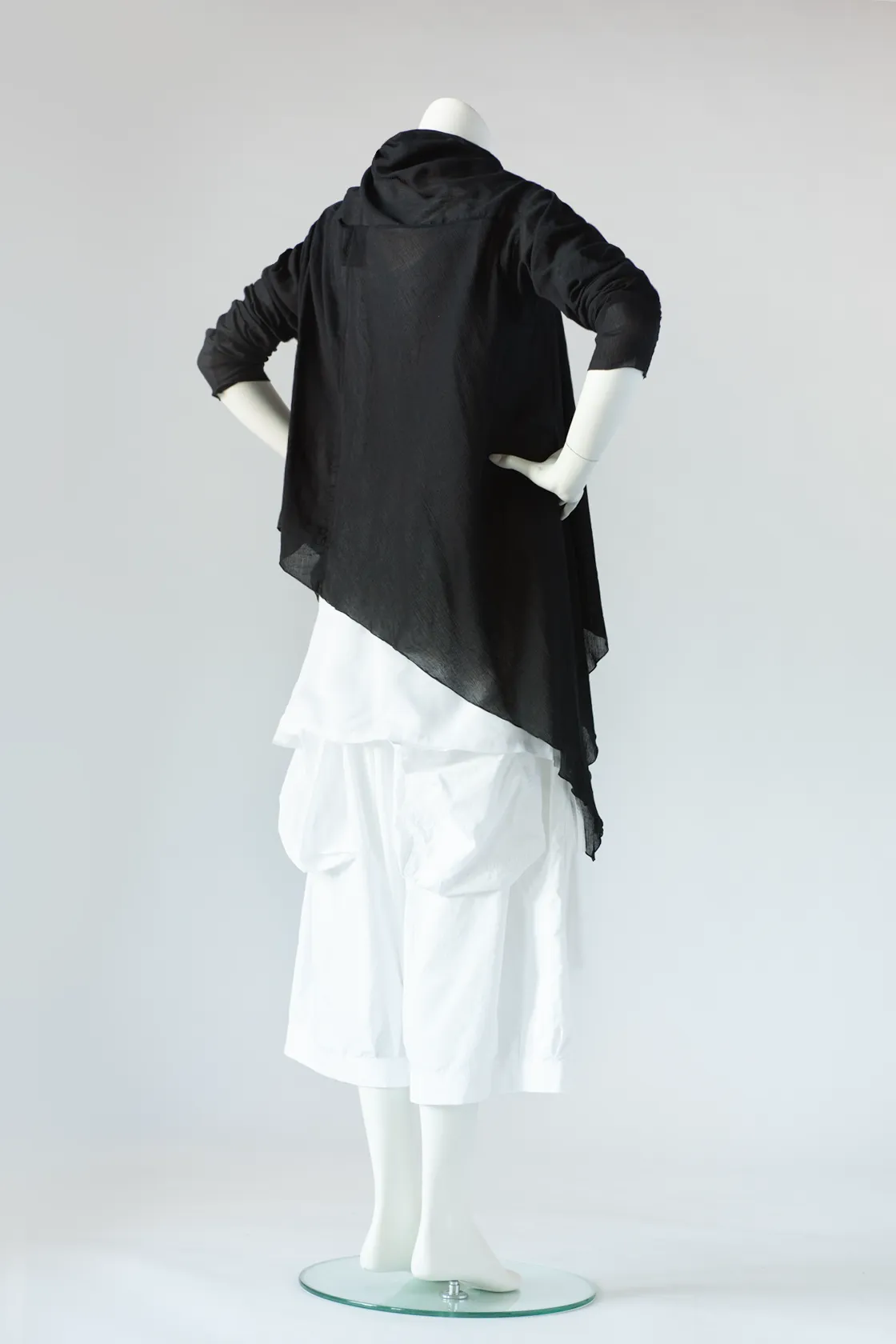 Asymmetric Jacket in Black Rafina Crinkle