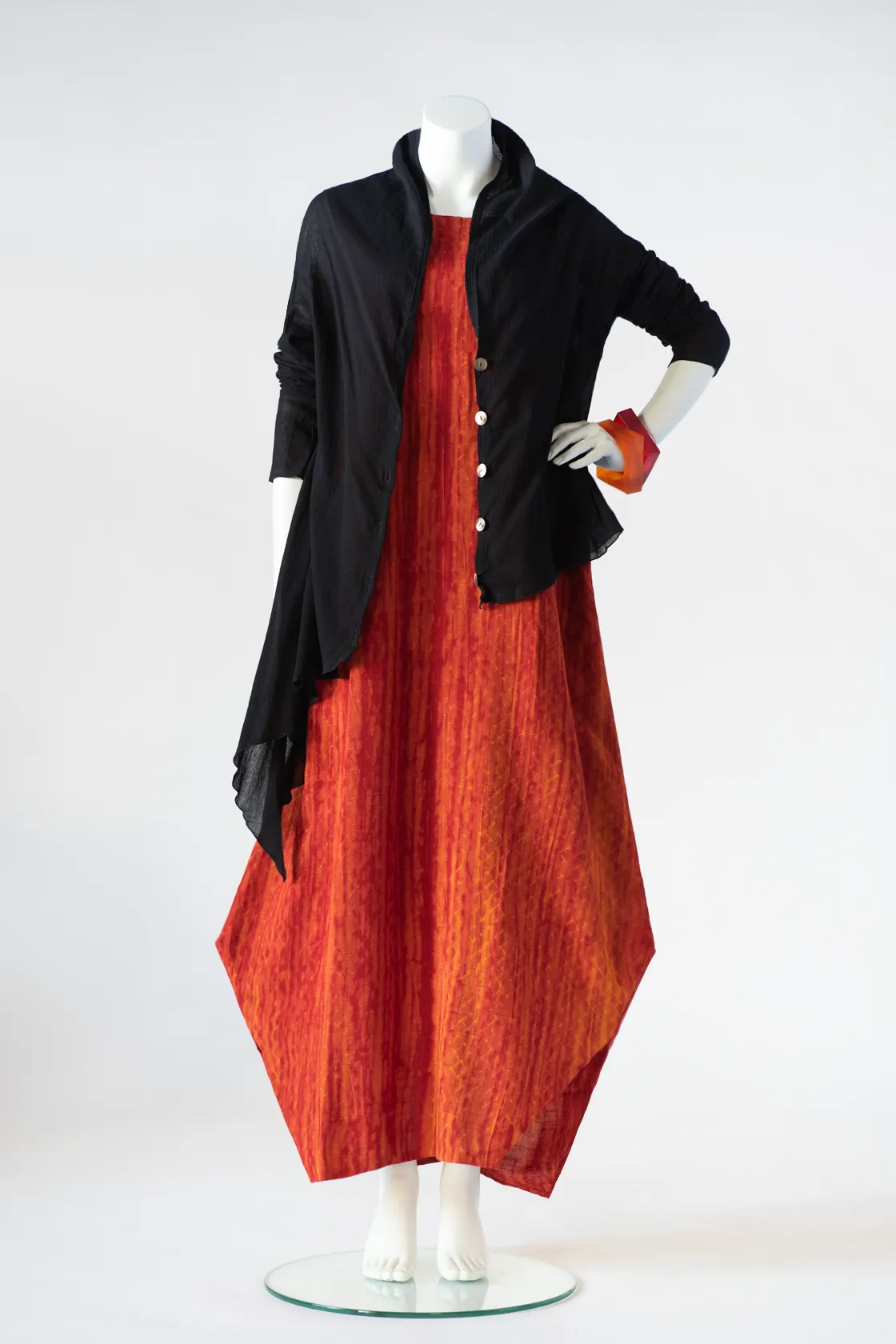 Asymmetric Jacket in Black Rafina Crinkle