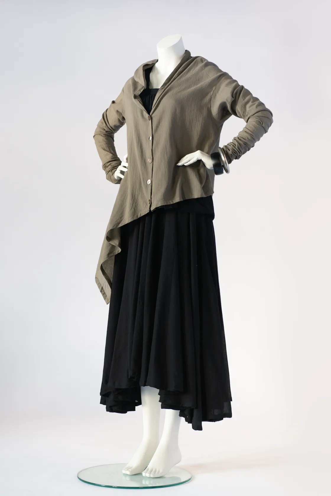 Asymmetric Jacket in Black Rafina Crinkle