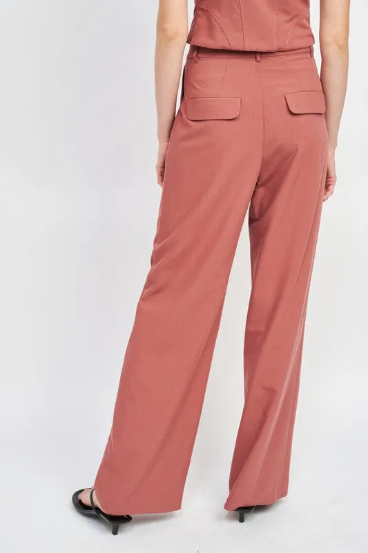 ASYMMETRICAL LONG BELT TROUSERS