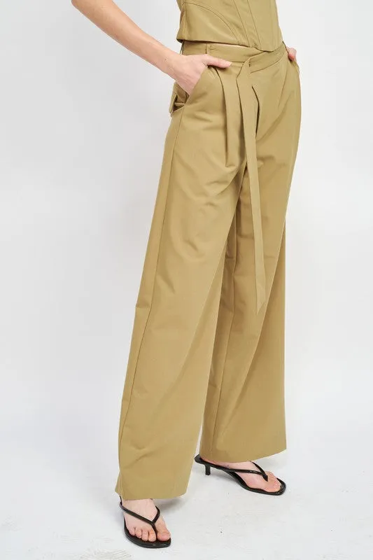 ASYMMETRICAL LONG BELT TROUSERS