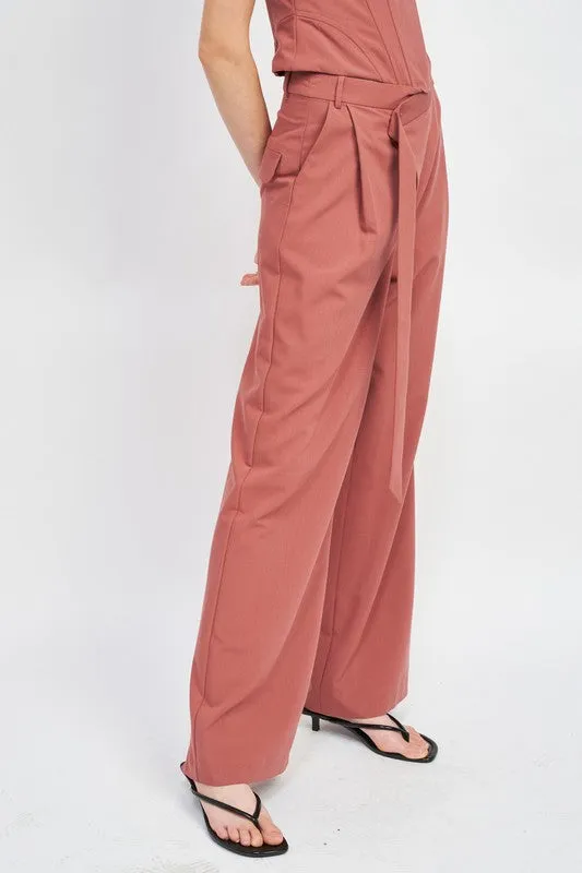 ASYMMETRICAL LONG BELT TROUSERS