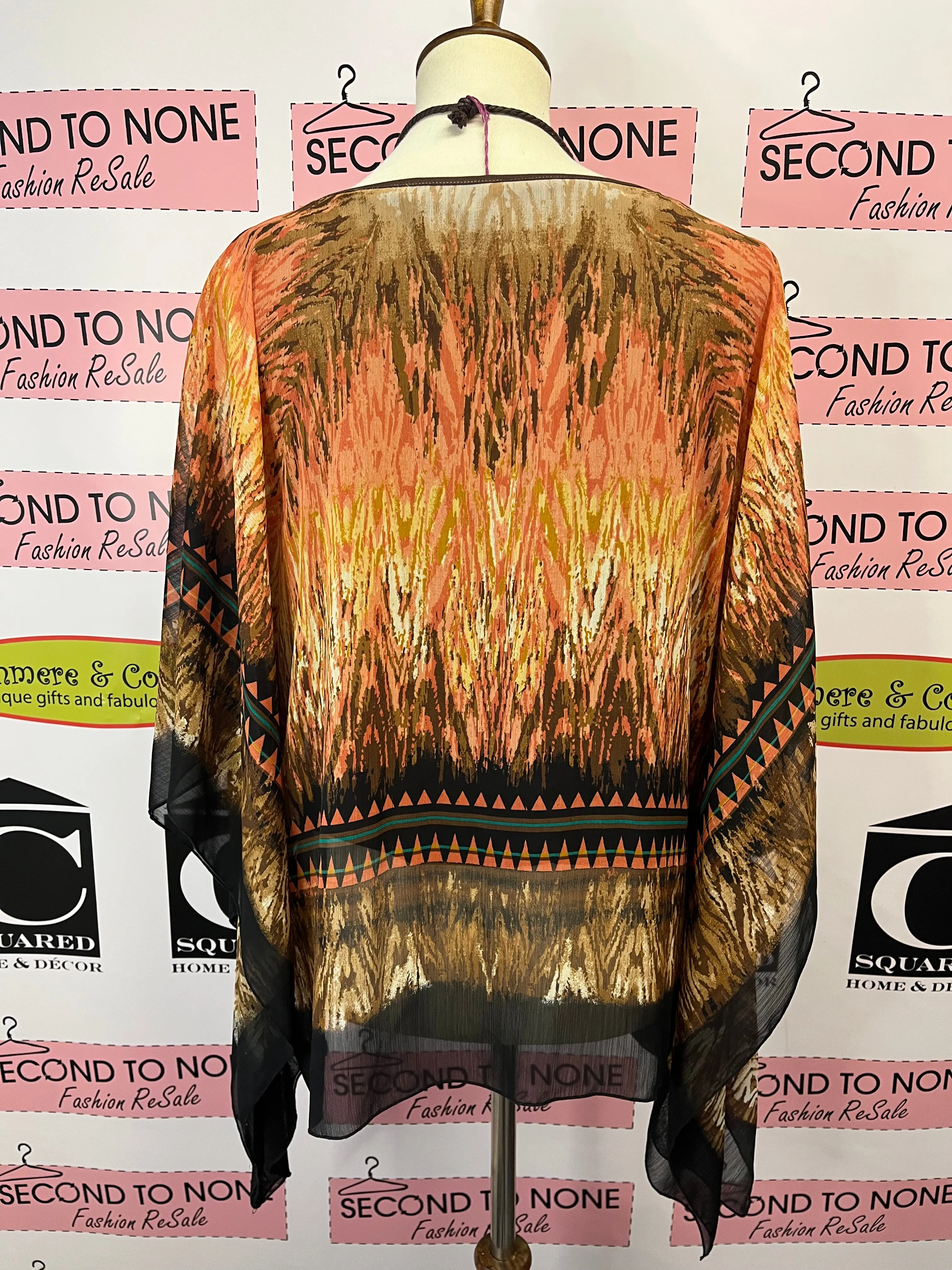 Autumnal Print Poncho Top (Size PS)