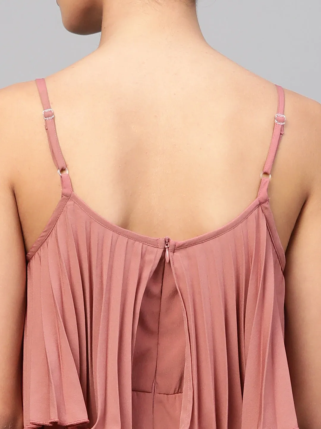 Baked Pink Pleated Palazzo Jumpsuit