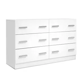 Bedroom Dresser Chest Of drawer 6 Drawers Lowboy Storage Furniture Cabinet White