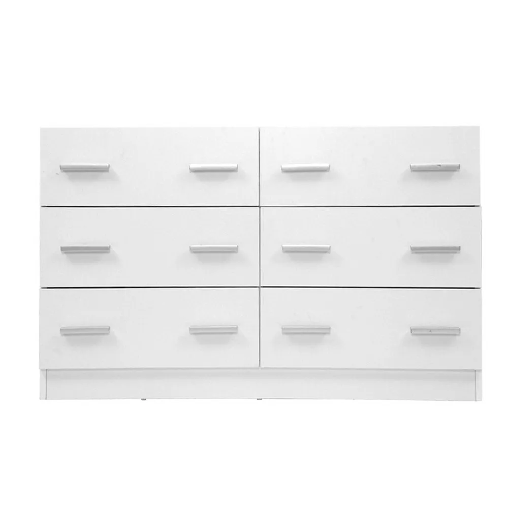 Bedroom Dresser Chest Of drawer 6 Drawers Lowboy Storage Furniture Cabinet White