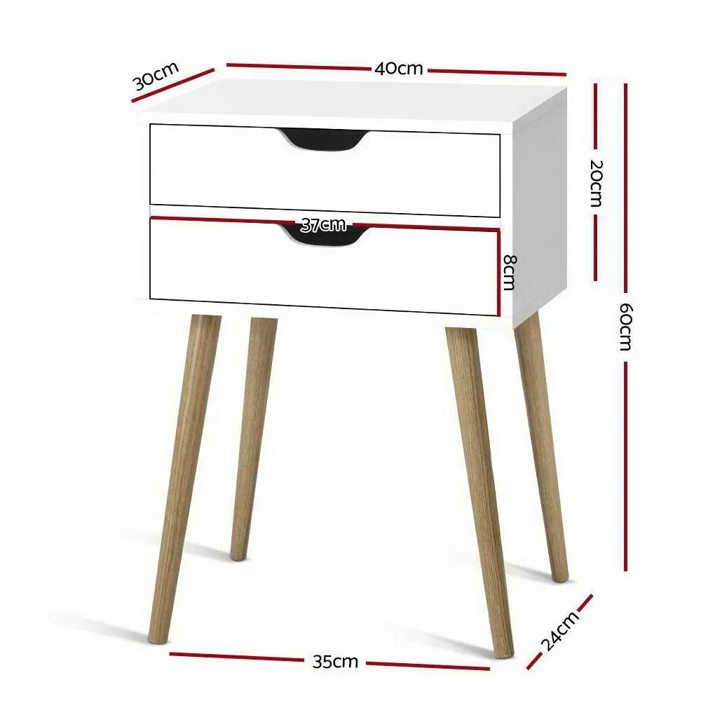 Bedside Tables Drawers Side Table Nightstand Wood Storage Cabinet White