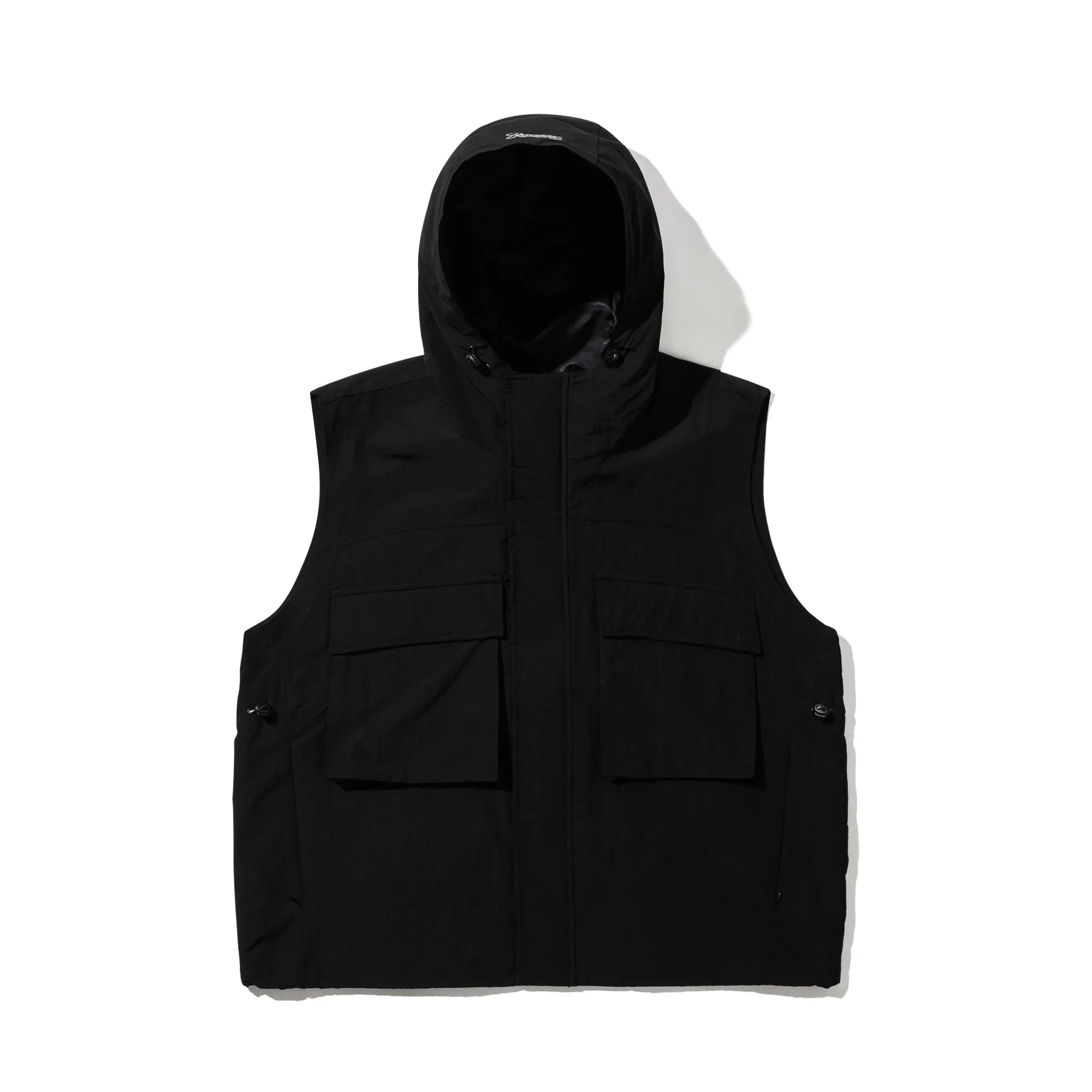 BIG POCKET HOODED VEST BLACK