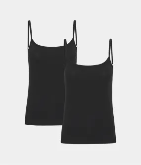 Black bamboo camisoles with spaghetti straps - 2 pack