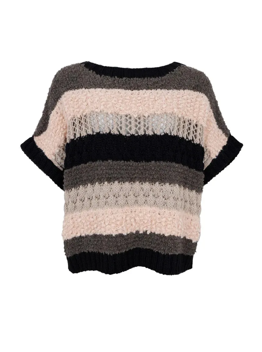 Black Colour DK Striped Pullover