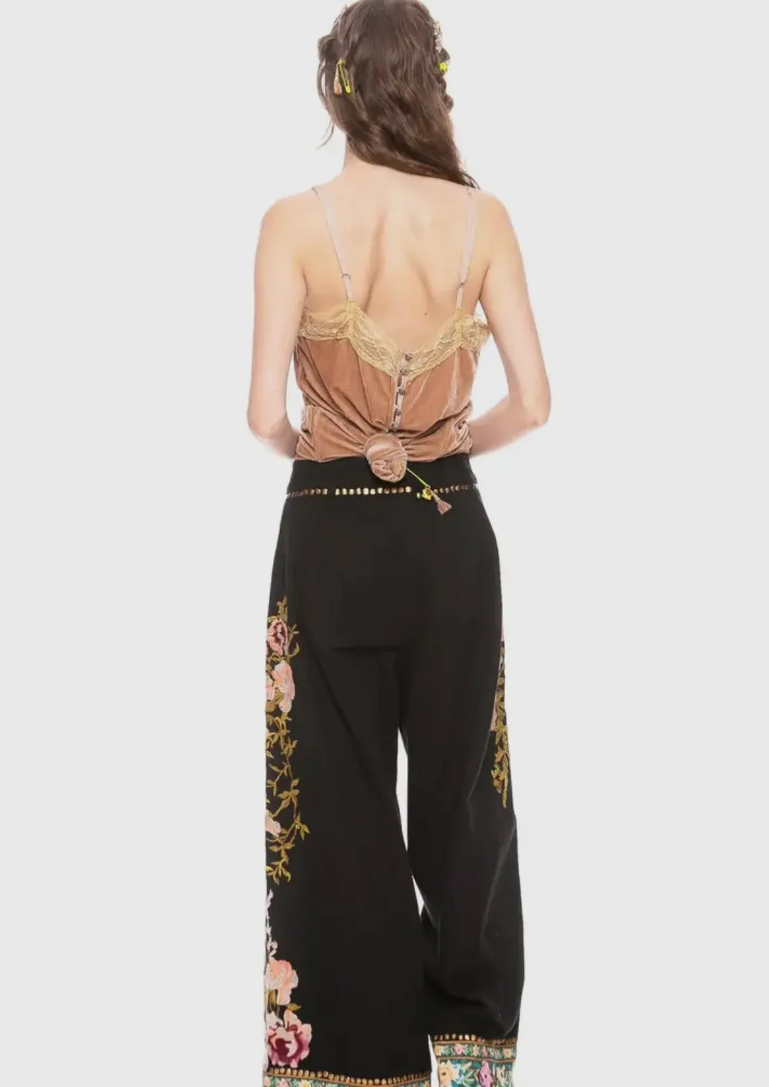 Black Embroidered Pants