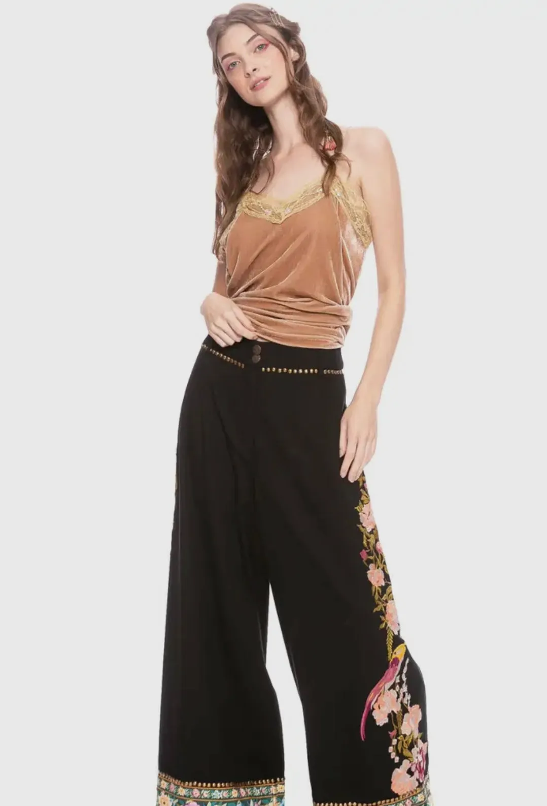 Black Embroidered Pants