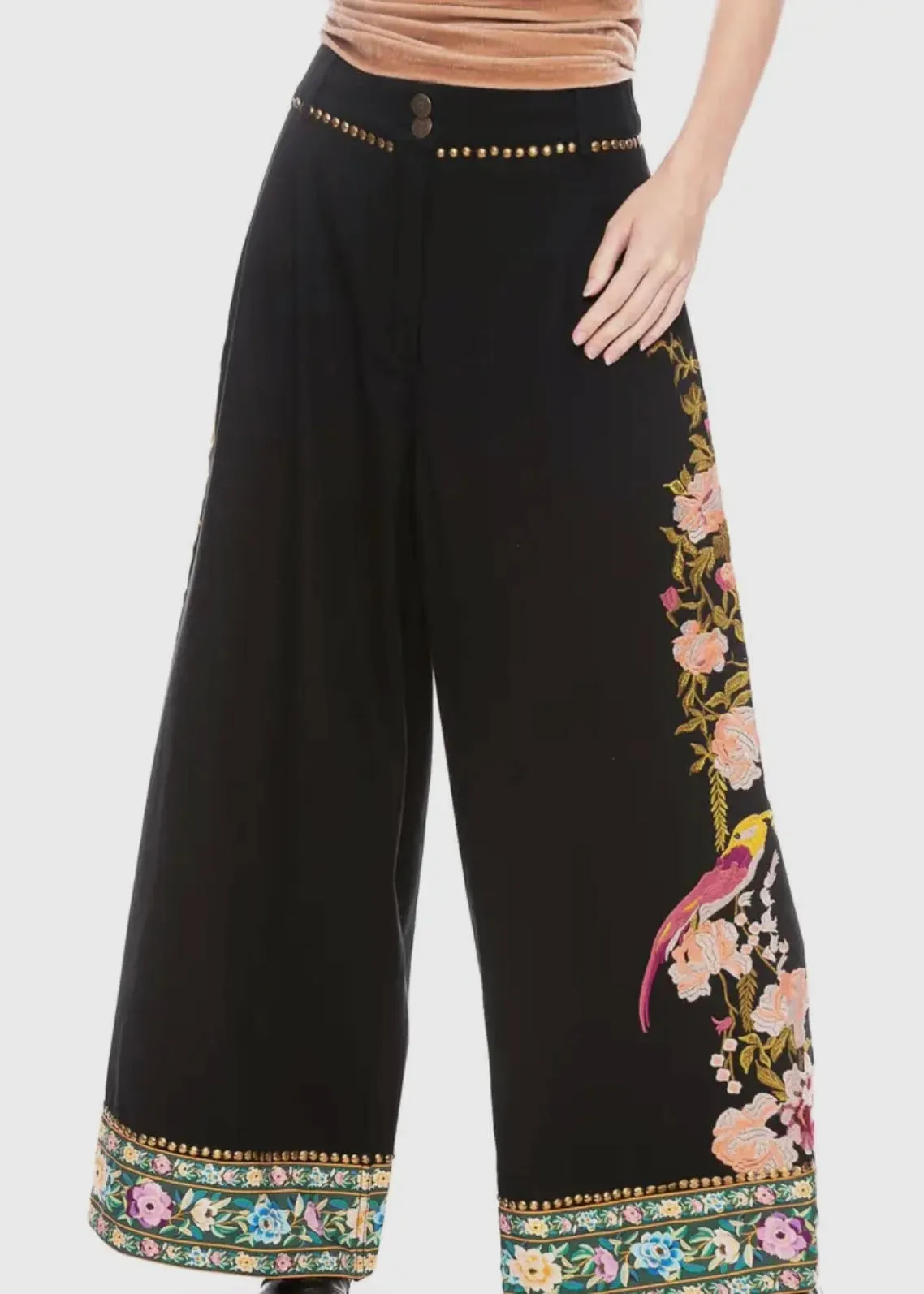 Black Embroidered Pants