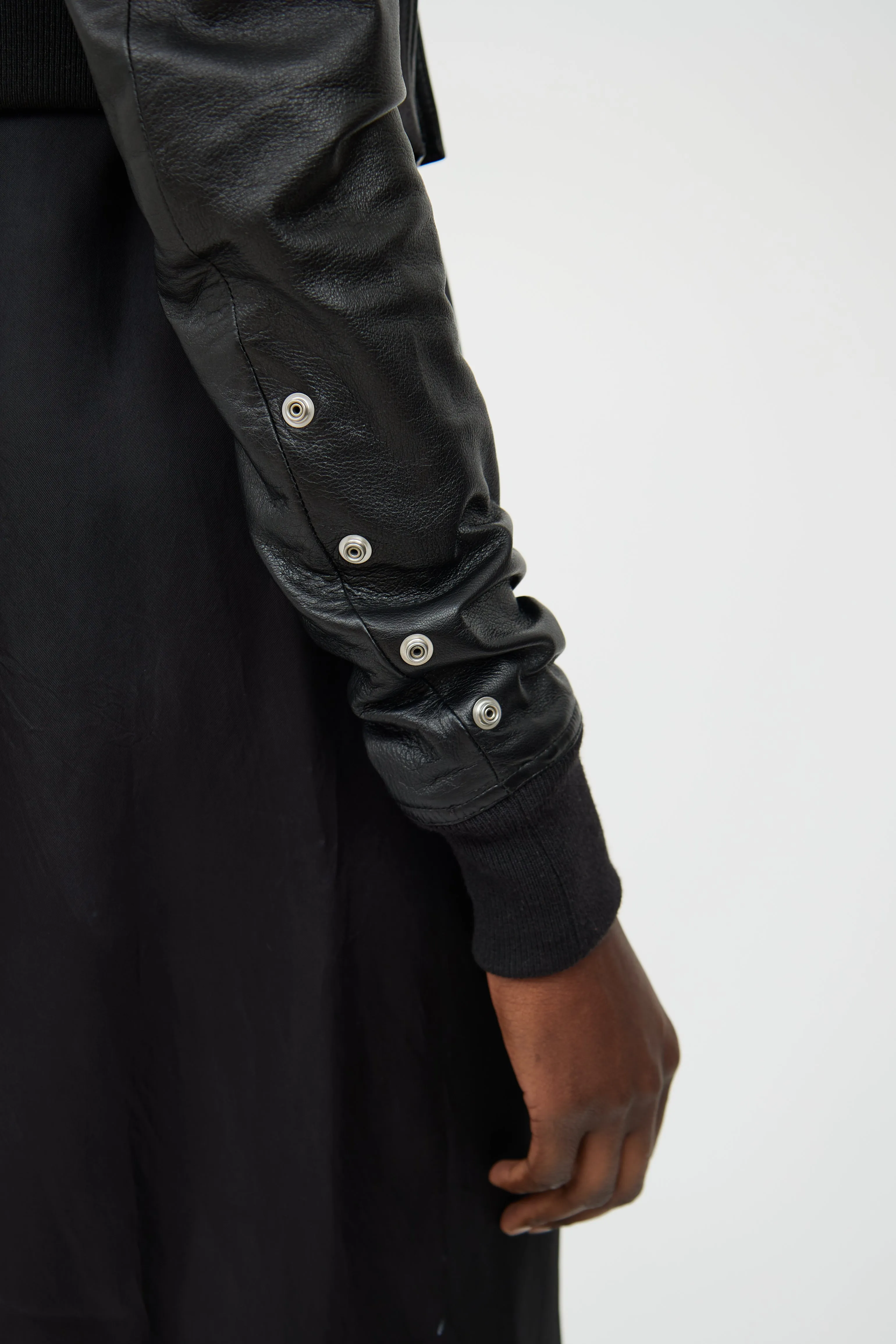 Black Leather Cropped Jacket