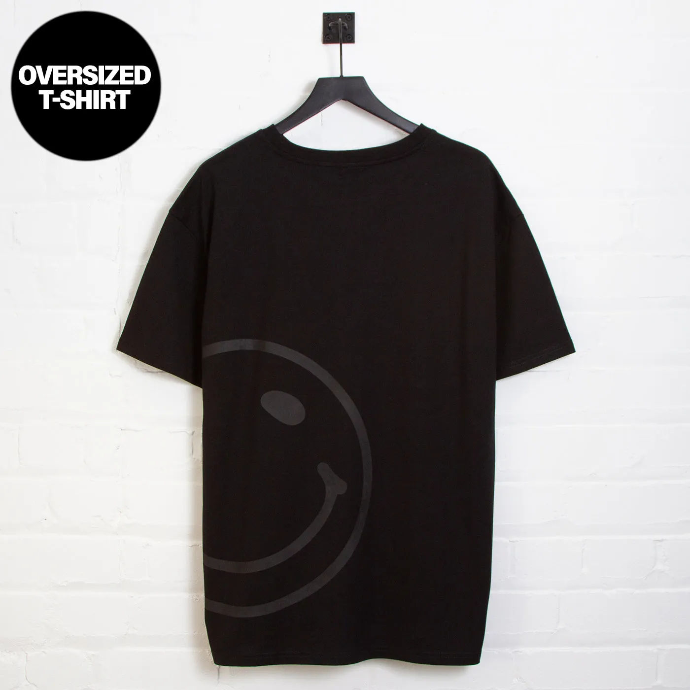 Black On Black Side Smiley - Tshirt - Black