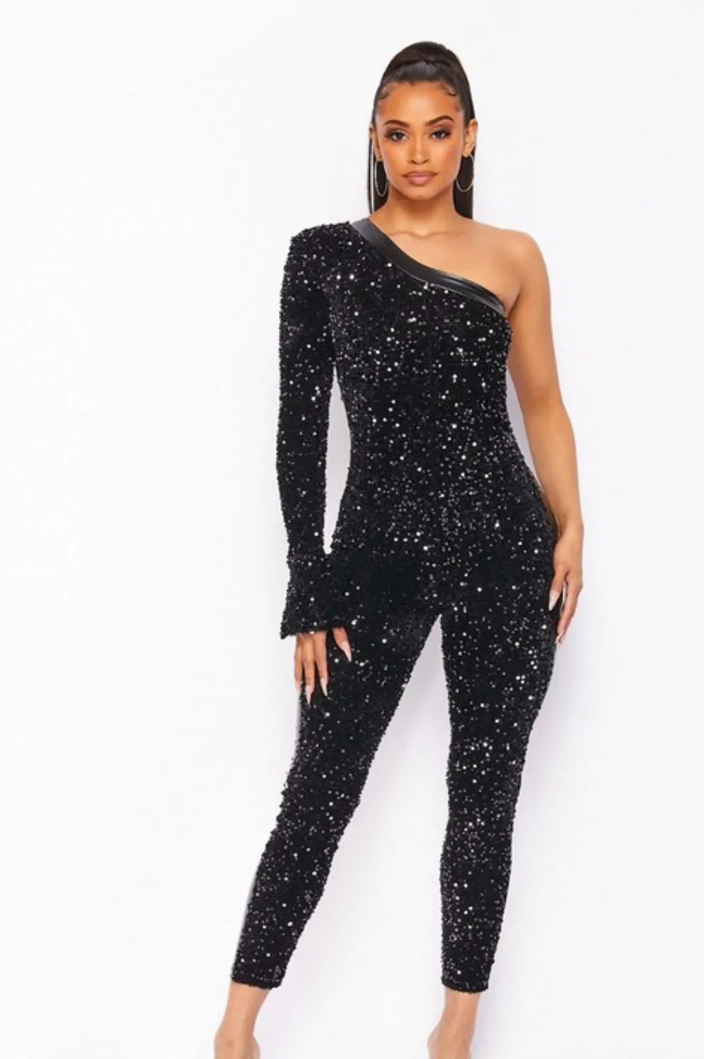 Black Sequin Jumpsuit