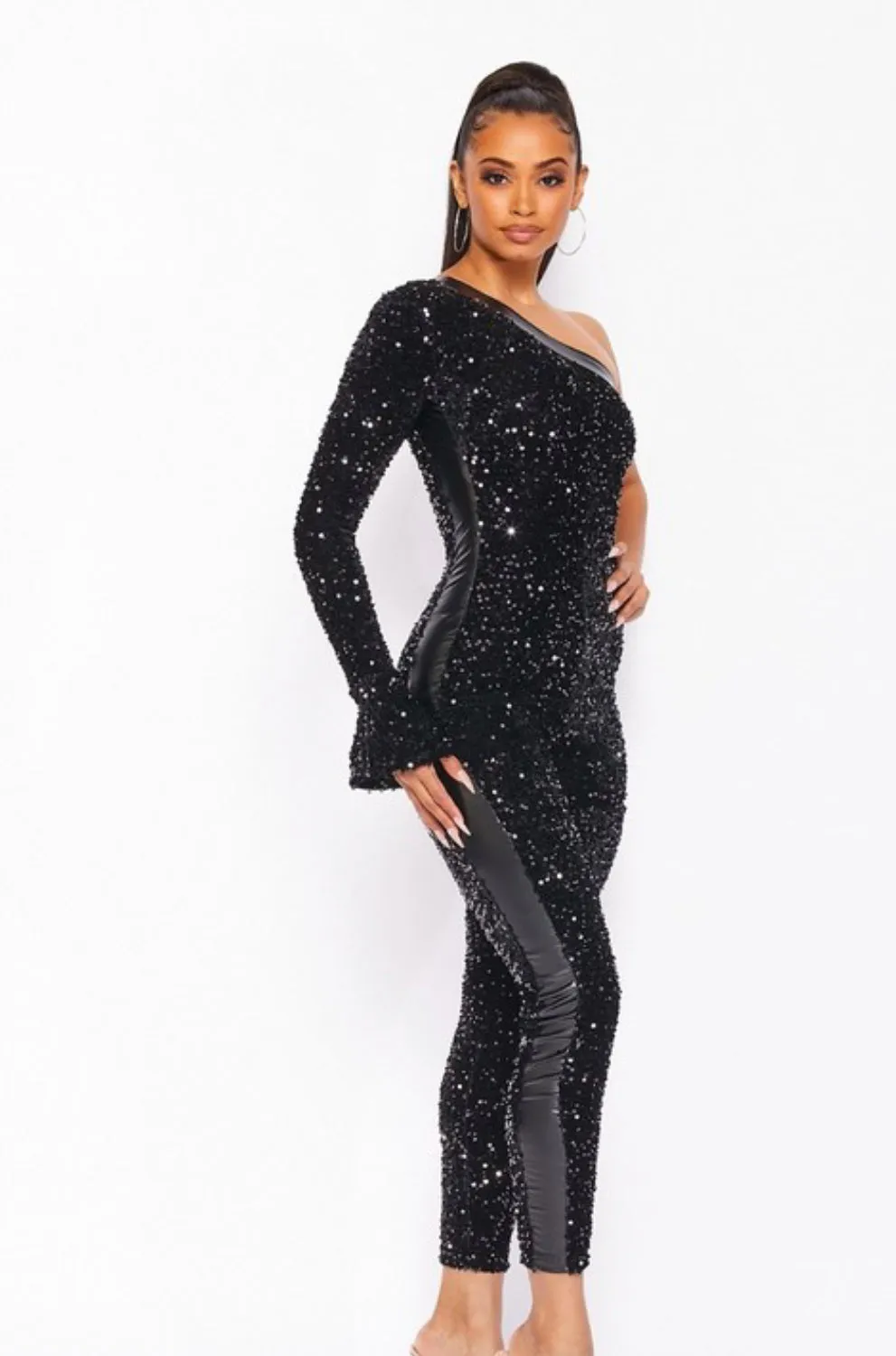 Black Sequin Jumpsuit