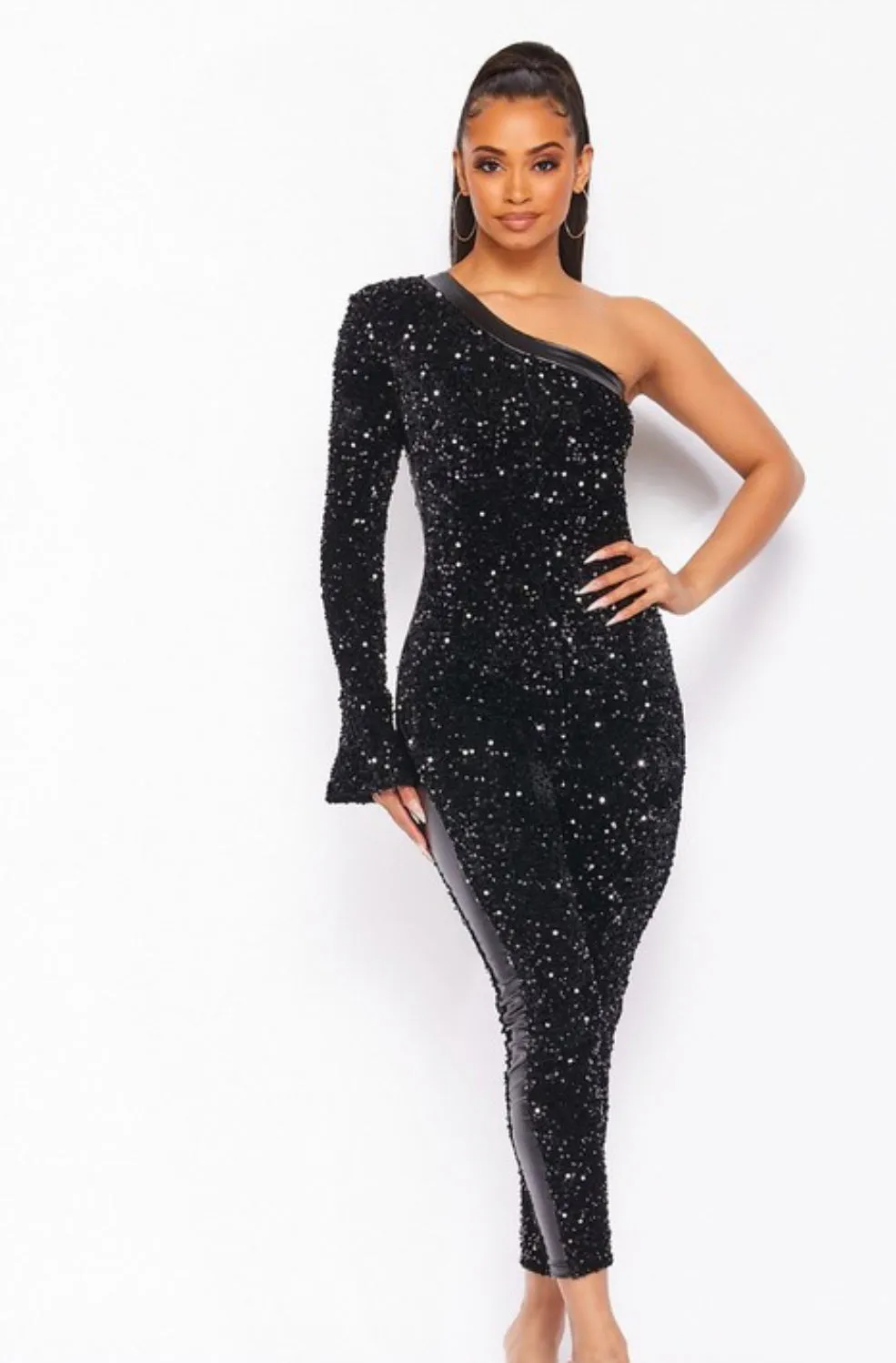 Black Sequin Jumpsuit