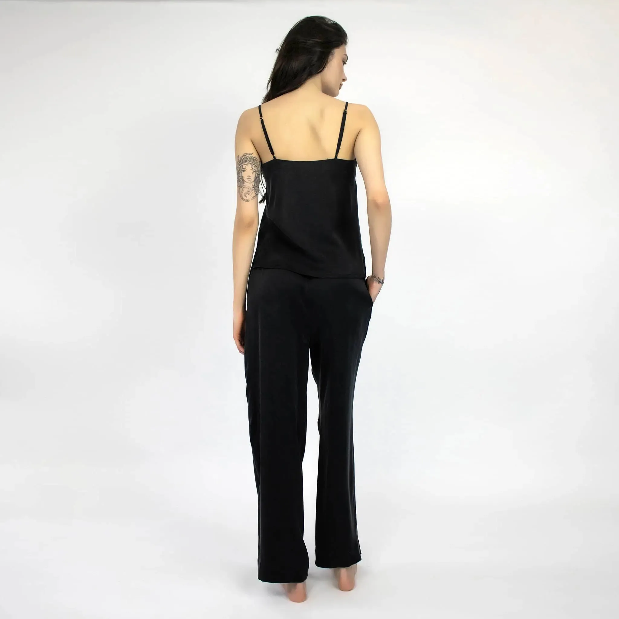 Black Silk Dreamscape Pyjama Pants