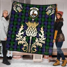 Blair Tartan Quilt with Family Crest and Golden Thistle Style