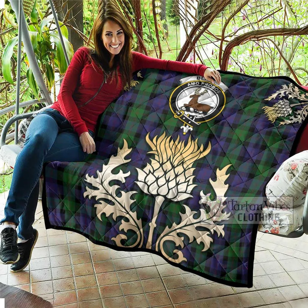 Blair Tartan Quilt with Family Crest and Golden Thistle Style