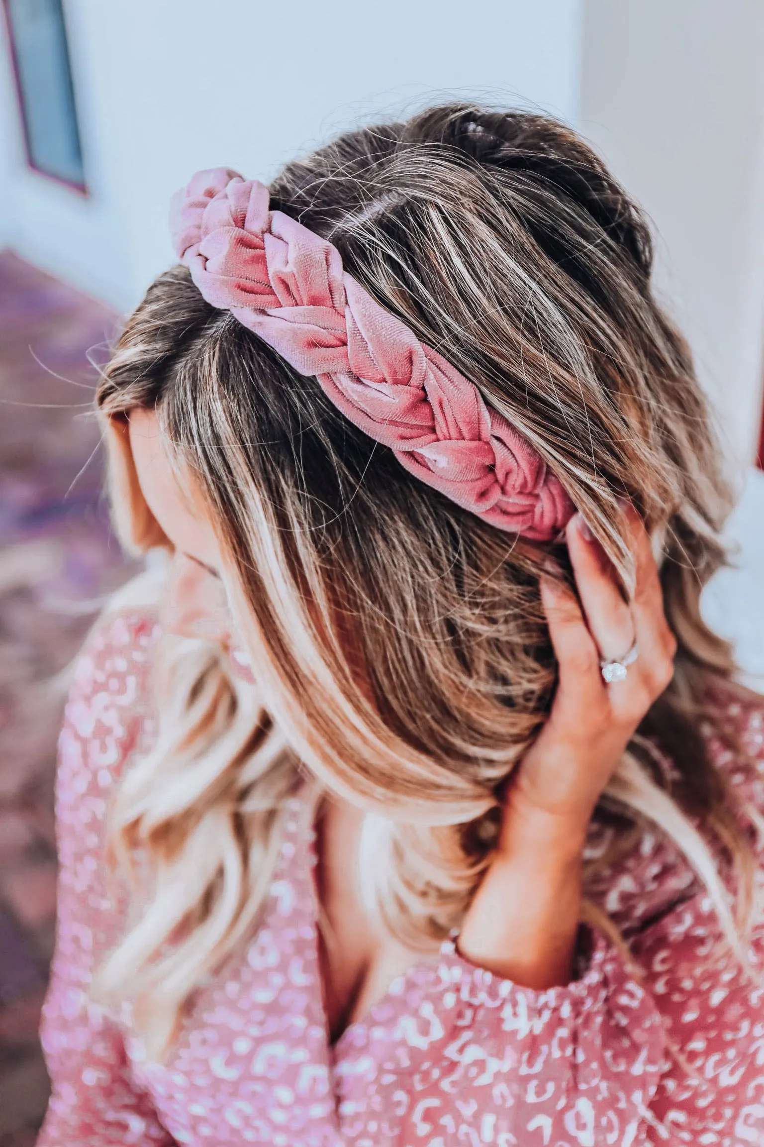 Blair Velvet Braided Headband - Pink