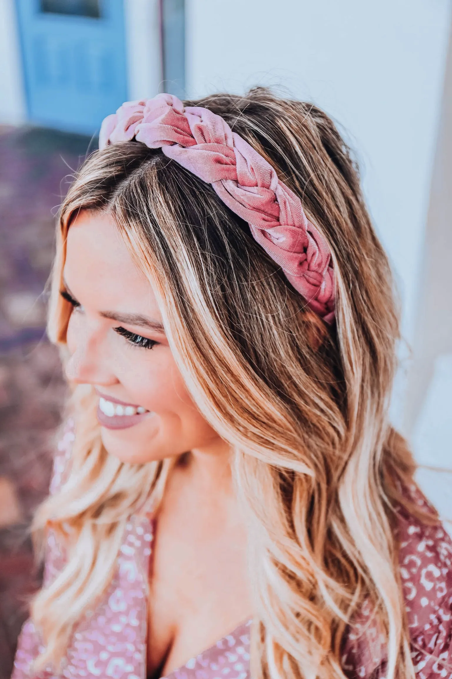 Blair Velvet Braided Headband - Pink