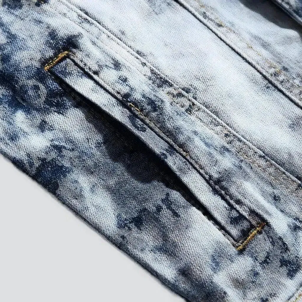 Bleached acid-wash men's jean jacket