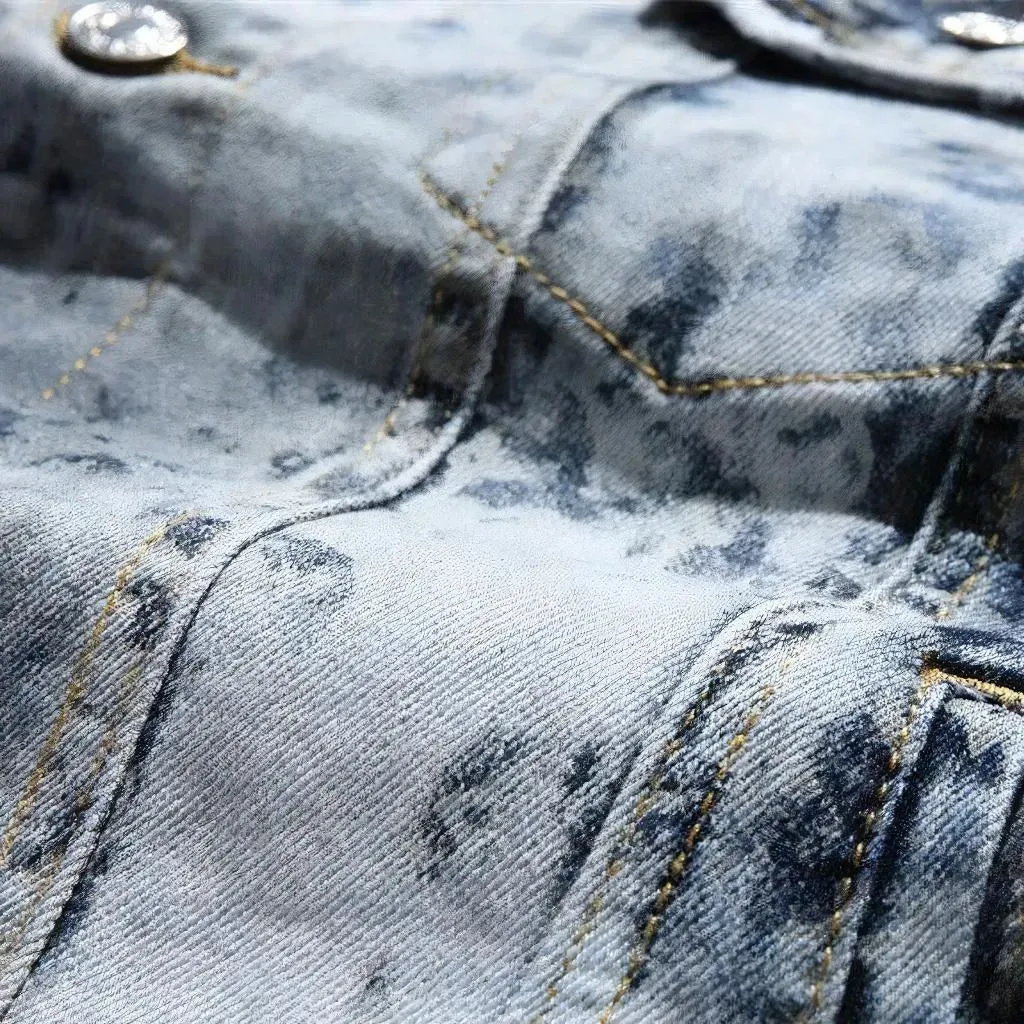 Bleached acid-wash men's jean jacket