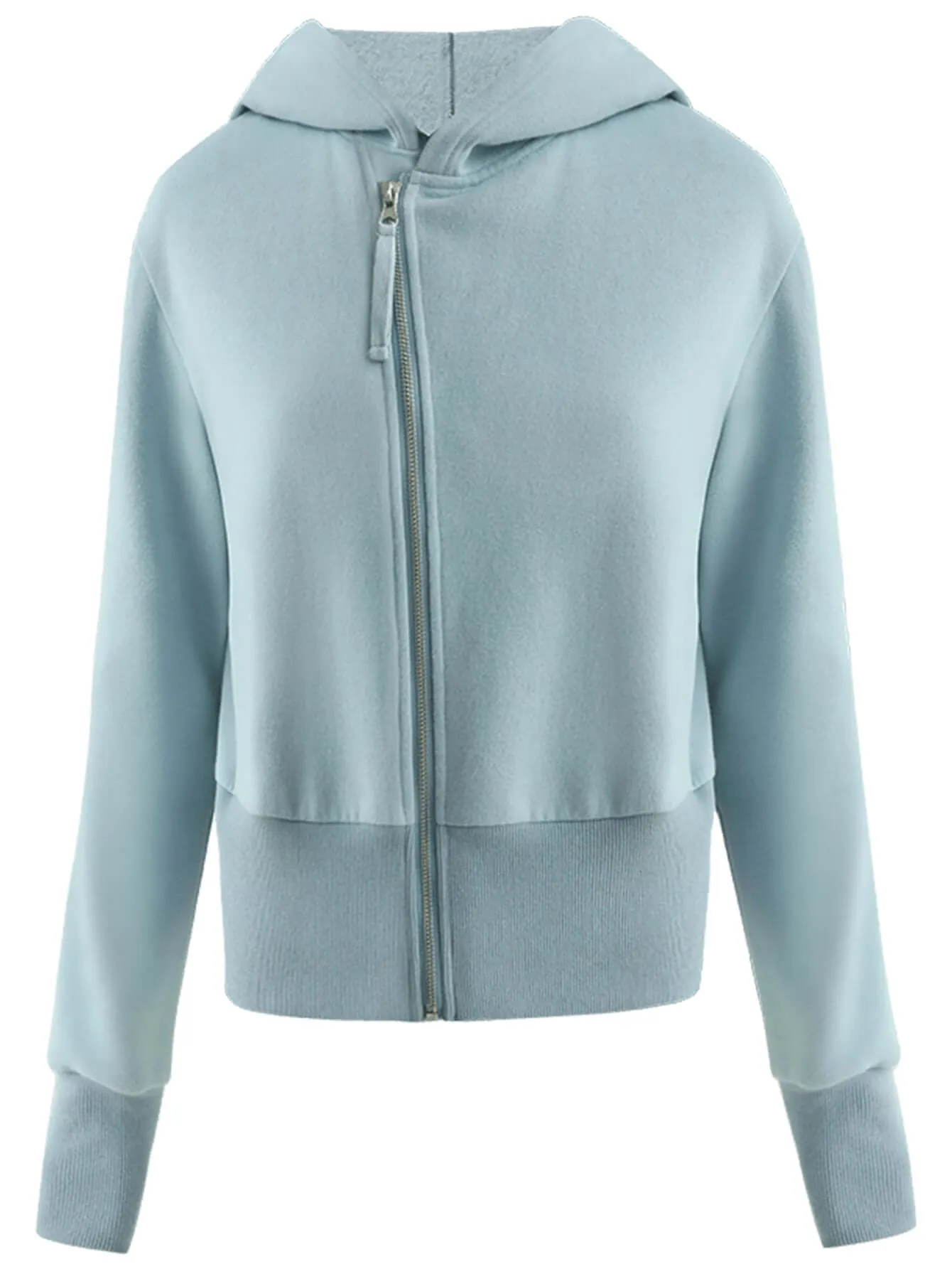 Blue Cropped Zip Through Hoodie