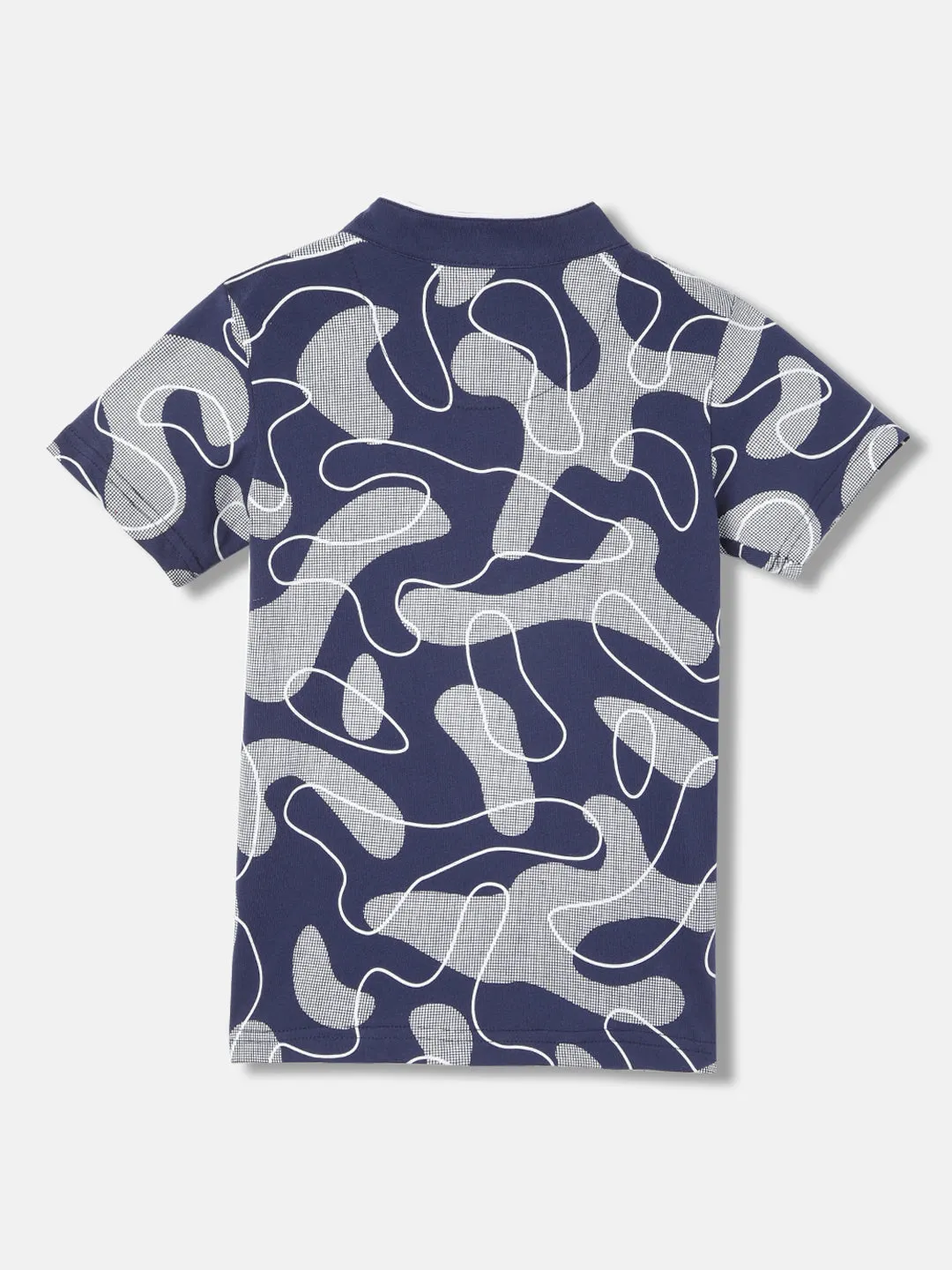 Blue Giraffe Boys Navy Blue Printed Henley Neck Short Sleeves T-Shirt