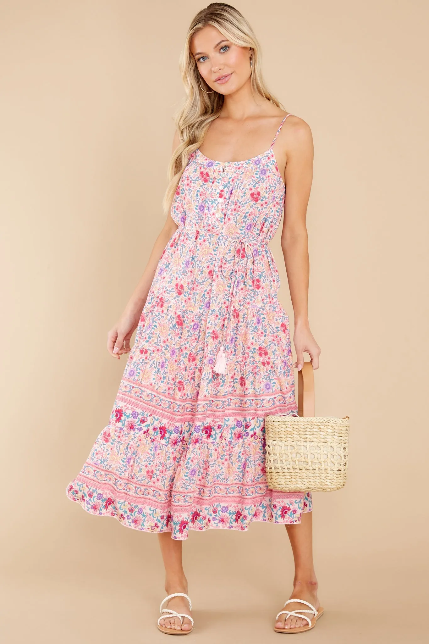 Boldly Blooming Pink Floral Print Dress