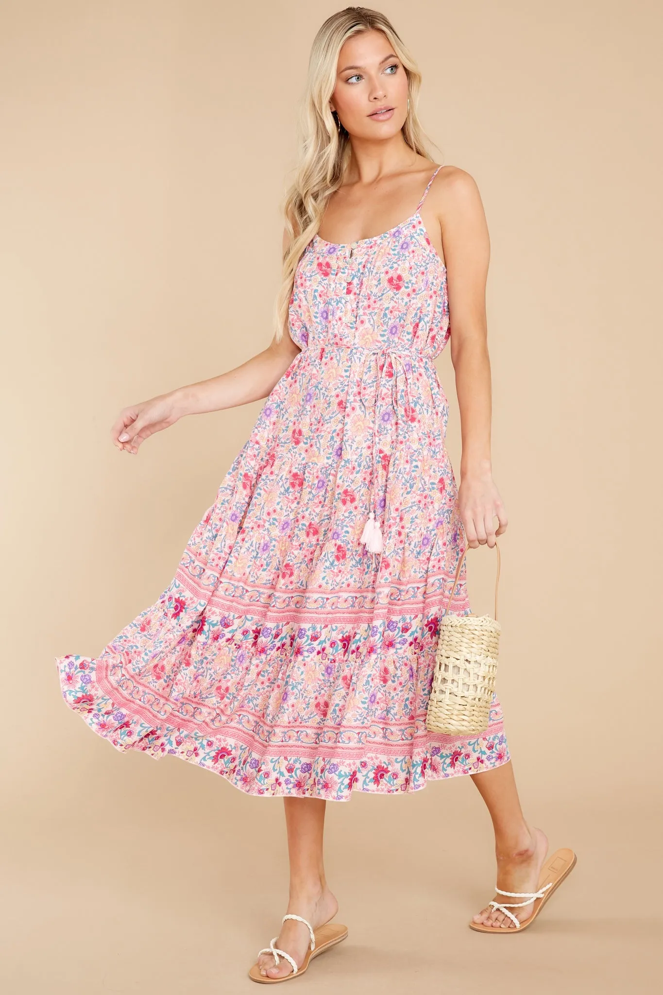 Boldly Blooming Pink Floral Print Dress