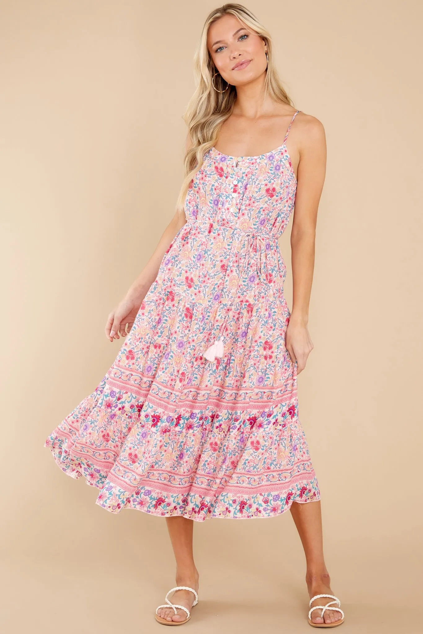 Boldly Blooming Pink Floral Print Dress