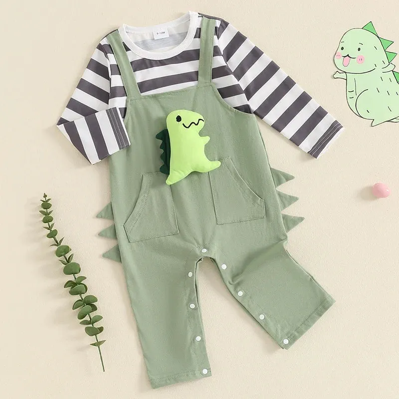 Boy Dinosaur Outfit Long Sleeve Overall