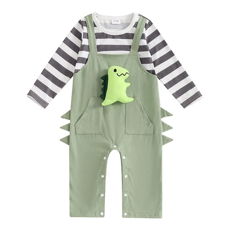 Boy Dinosaur Outfit Long Sleeve Overall