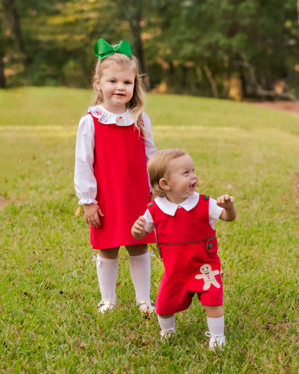 Boy's Christmas "Gingerbread" Overall Set